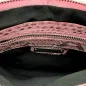 Preview: Natacha Clutch DIANE Schlangenleder rosa, Innenansicht mit Stofffutter und Reißverschluss