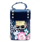 Preview: Crossbody-Saddelbag, Leder blau, Gurt verstellbar schwarz weiß,, Front, Trixi Gronau