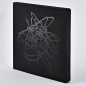 Preview: Nuuna •  Sketchbook Square Bang, XL black, buckrams soft cover, silk screen printing black, black coloured edges, front
