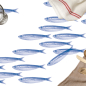 Preview: Paviot, Napkin, Banc de Sardines, fish,printed blue