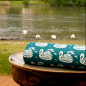 Preview: Paviot Servietten Cygne, grün mit gold Motiv Druck Schwäne, style