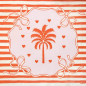 Preview: Paviot, Serviette, Sunset bedruckt mit Palme und Herzen, Streifen in orange, front