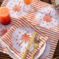 Preview: Paviot, Serviette, Sunset bedruckt mit Palme und Herzen, Streifen in orange, style