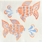 Preview: Paviot, Napkin, Poisson ange, blue-orange, fish