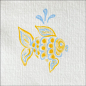 Preview: Paviot, Napkin, Poisson Age printed with fish in yellow blue, detail