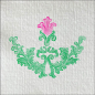 Preview: Paviot, Serviette, Trianon vert, weiß bedruckt mit Wiesenblumen, rosa, grün