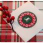 Preview: Paviot Servietten Cerf Brodé, red, green with white deer, style