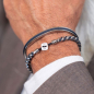 Preview: Pig& Hen, bracelet Catena Venetian, navy-silver, braided nylon, closure button, front, navy | silver style