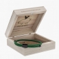 Preview: Pig& Hen, bracelet Little Lewis jungle green, braided nylon, closure shackle, front, black-black, giftbox wood
