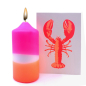 Preview: Pink Stories • Grußkarte Lobster, Neon Siebdruck, Farbe weiss, Druck rot orange, mit Umschlag, style