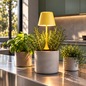 Preview: AI-generated kitchen setting with yellow Sompex PEEKY plant light in a rosemary pot