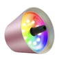 Preview: Unterseite der Sompex TOP 2.0 Pink Metallic mit mehrfarbigem RGBW-LED-Ring und schwarzem Silikonstopfen