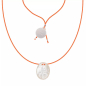 Preview: Sorbet Island necklace, Mother of Pearl, Pendant Cord neon orange, Wording All you need ist less