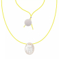Preview: Sorbet Island necklace, Mother of Pearl, Pendant Cord neon yellow, Wording SWIM OR SINK