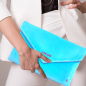 Preview: Sorbet Island, Velvet Envelope Bag, Unterarm Clutch türkis, Stickerei neon pink Amore, style