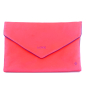 Preview: Sorbet Island, Velvet Envelope Bag, Clutch coral, embroidery violet LOVE, front