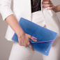 Preview: Sorbet Island, Velvet Envelope Bag, Unterarm Clutch grau, Stickerei neon pink Smile, style