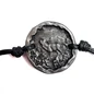 Preview: Rundes altsilberfarbenes Hirschemblem am schwarzen S Punkt Spangemacher Armband