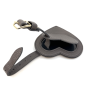 Preview: Trixi Gronau Coeur, leather luggage tag, grey, open
