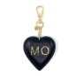 Preview: Trixi Gronau leather key fob Coeur black front, hotfoil stamping gold
