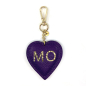 Preview: Trixi Gronau leather key fob Coeur purple front, hotfoil stamping gold