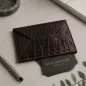 Preview: Trixi Gronau, MIRA, mini envelope for businesscards, calfskin crocodile pattern bordeaux, style
