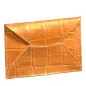 Preview: Trixi Gronau, MIRA, mini envelope for businesscards, fine printed calfskin, orange, front