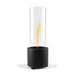 Preview: Tenderflame Cycloflame Table Black Ceramic tabletop fireplace with black ceramic base, clear glass cylinder and swirling flame