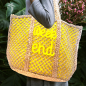 Preview: Tote bag, Weekend,gelb, Jute beige, Word Weekend appliziert, style