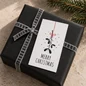 Preview: TRIXI GRONAU Mini-Weihnachtskarte Mistletoe Merry Christmas auf schwarzem Geschenk mit grauem Vivant Samtband Velvetta