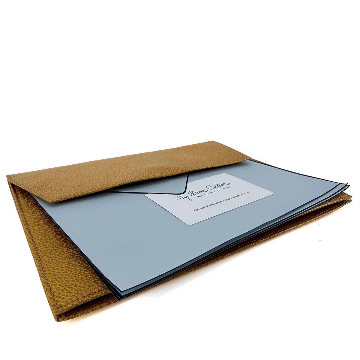 Preview: Trixi Gronau, LUC, Lederkuvert, leder gelb, detail,