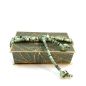 Preview: Gift ribbon, Colinto Korgel, nile green, black, white stripes, giftbox side