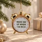 Preview: Vondels gold glass alarm clock ornament hanging from a fir branch in festive setting