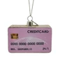 Preview: Vondels Weihnachtsbaumschmuck Kreditkarte Pink aus Glas mit Goldglitzer und Aufschrift Mrs Shopaholic