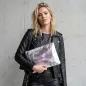Preview: Unterarmtasche, Clutch, silber, Irisee gold, Druck sex, drugs and rock'n roll, Where Else, style modell