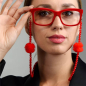 Preview: I-Conically Brillenkette Pom Pom rot,  style Model