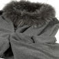 Preview: Poncho knitted new wool, finnraccoon, grey, Inochi, detail