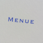 Preview: Menue, B6, Bütten, Druck blau, B6, Detail