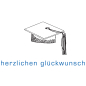Preview: Trixi Gronau Grusskarte weiss B6 Dr. Hut, Examen Glückwunschkarte in schwarz, Detail