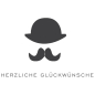 Preview: Trixi Gronau Grusskarte weiss B6 zum Vatertag, Druck schwarz, Bowler, Mustache, Detail