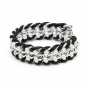 Preview: Vain, bracelet, silver color, silk ribbon black / white, Trixi Gronau