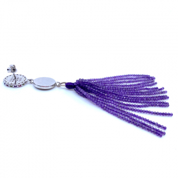 a cuckoo Moment Earring stingray and gemstones tassel in purple, back