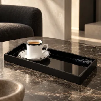 Preview: Mini Tablett, Mima rechteckig, Lack schwarz, 30x15 cm style- espresso Reichenbach