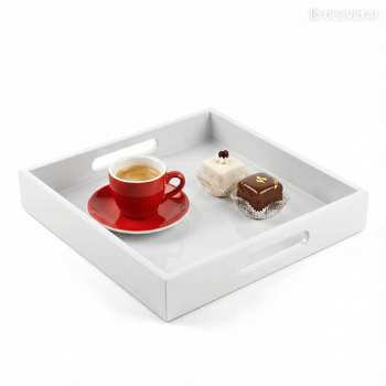 Preview: Tablett, Shiny, quadratisch, Lack weiss 3 Größen, style  petit four