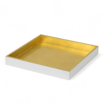Mini Tablett, quadratisch, Lack weiss-gold