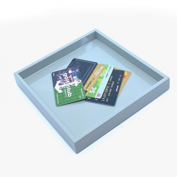 Mini Tablett, quadratisch, Lack grau, style