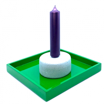 Mini Tablett, quadratisch, Lack grün, style Kerze