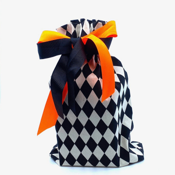 Bag All, Leinentasche Druck Harlekin black, front