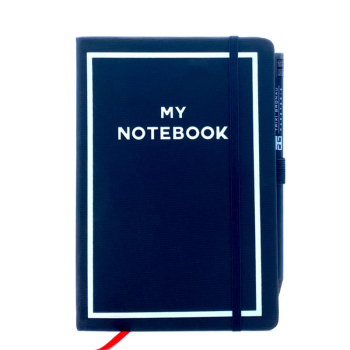 Bag All, Notizbuch A5 in schwarz Druck weiß my notebook
