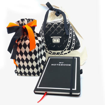 Bag All, Notizbuch A5 in schwarz Druck weiß my notebook, style Set